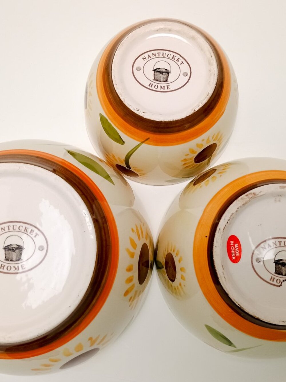 Nantucket Home Sunflower Nesting Mixing / Serving Bowl Set, 6" 5" & 4", Ceramic - Picture 6 of 7